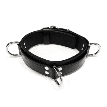 3 D-Ring Collar Belt Leather (Black)
