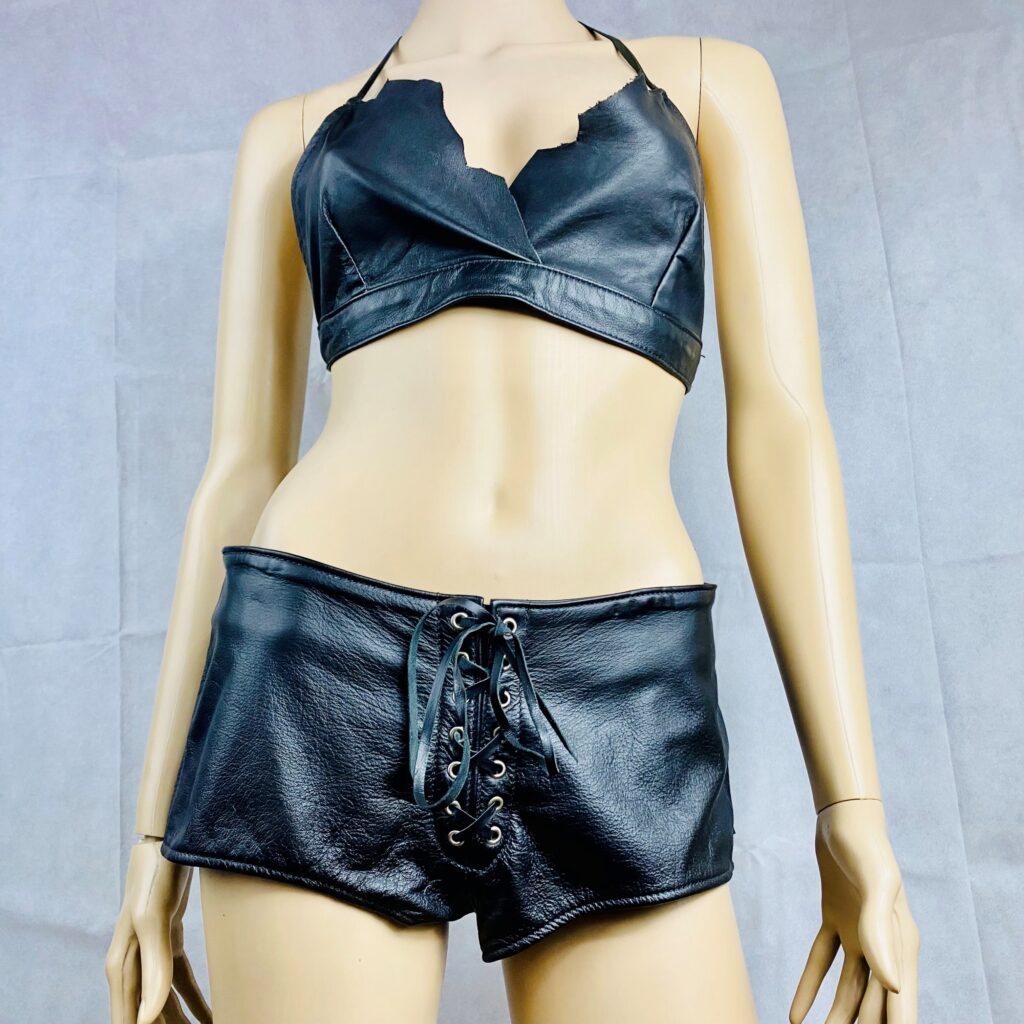Leather Cheeky Shorts With Attached Wrist Restraints