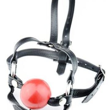 Leather-Head-Harness-Gag-Red