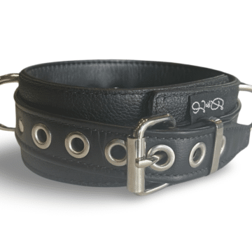 3 D Ring Collar Garment Leather (Black)