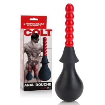 California Exotic Novelties Colt Anal Douche Black Red Gear Gay Male Unisex Sex Adult Toys Dual Attachment Enema Cleanser Colon Cleansing