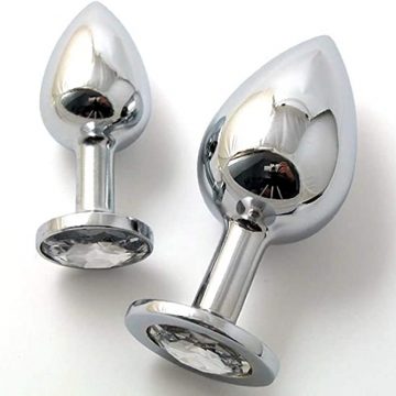 Weighted Jewelled Butt Plug - Stainless Steel - 30mm to 45mm