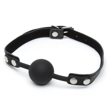 Black Silicone Ball Gag Faux Leather