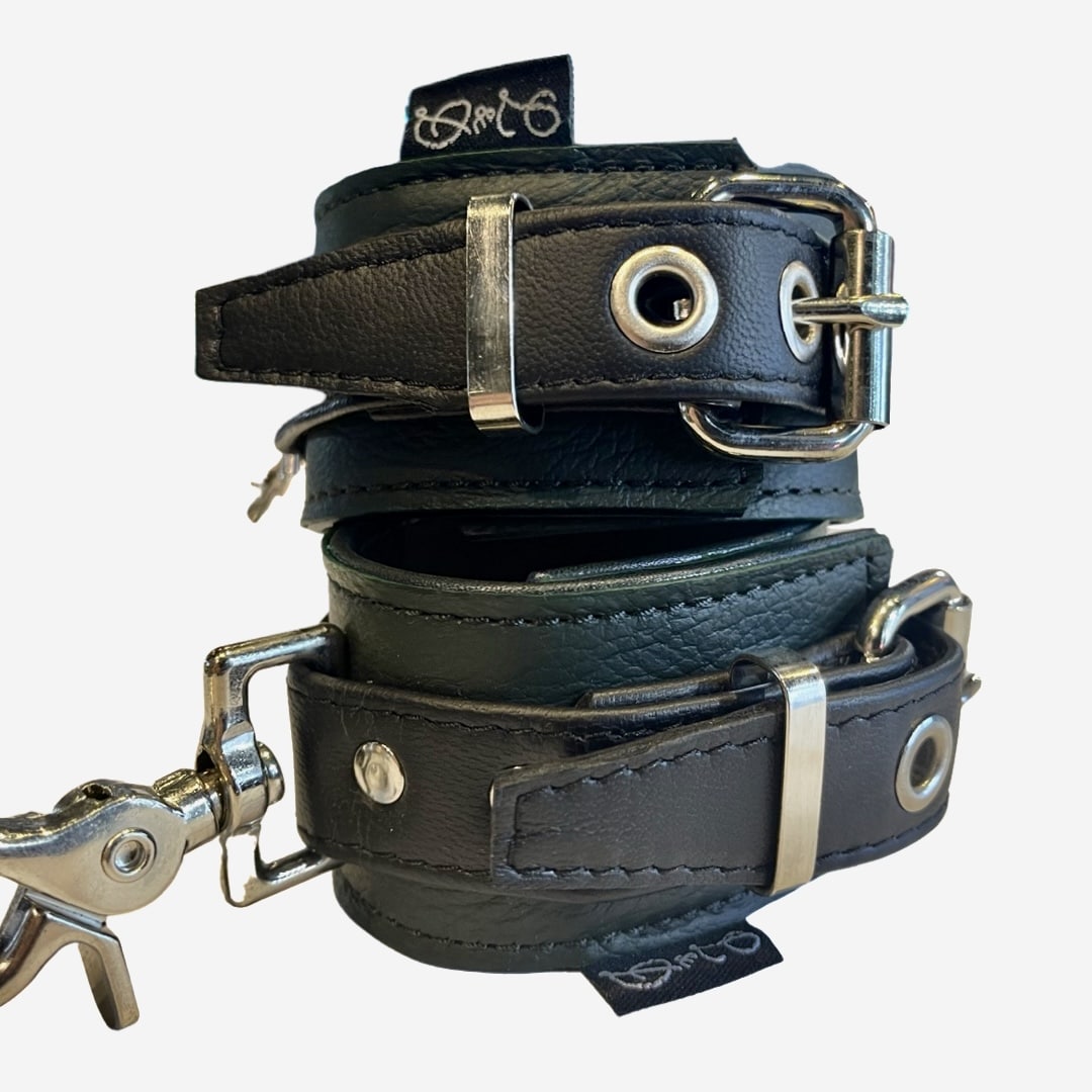 Wrist Restraints - Garment Leather (Hunter Green) - Image 2