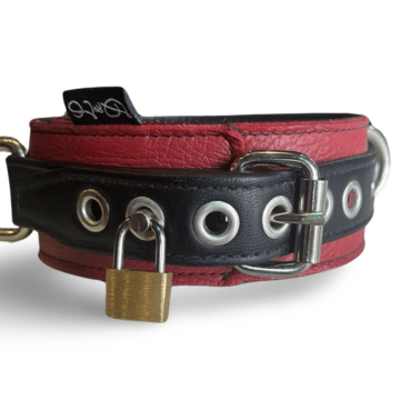 3 D Ring Collar Garment Leather (Red)