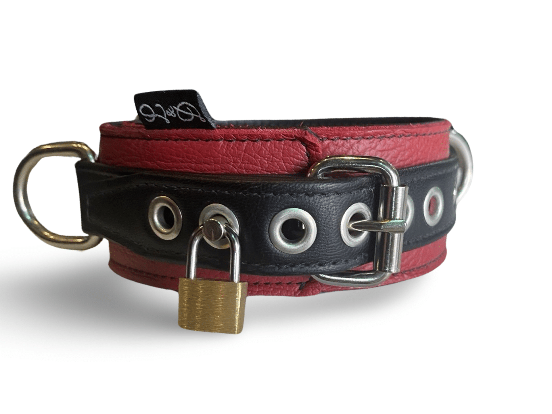 3 D Ring Collar Garment Leather (Red)