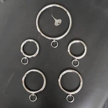 Round Metal Collar, Wrist & Ankle Cuff Set