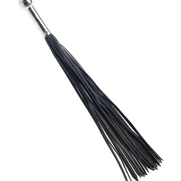 Textured Leather Flogger with Round Metal Handle