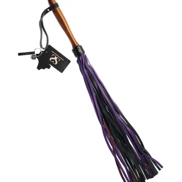 Purple Calf Leather Flogger with Wooden Handle