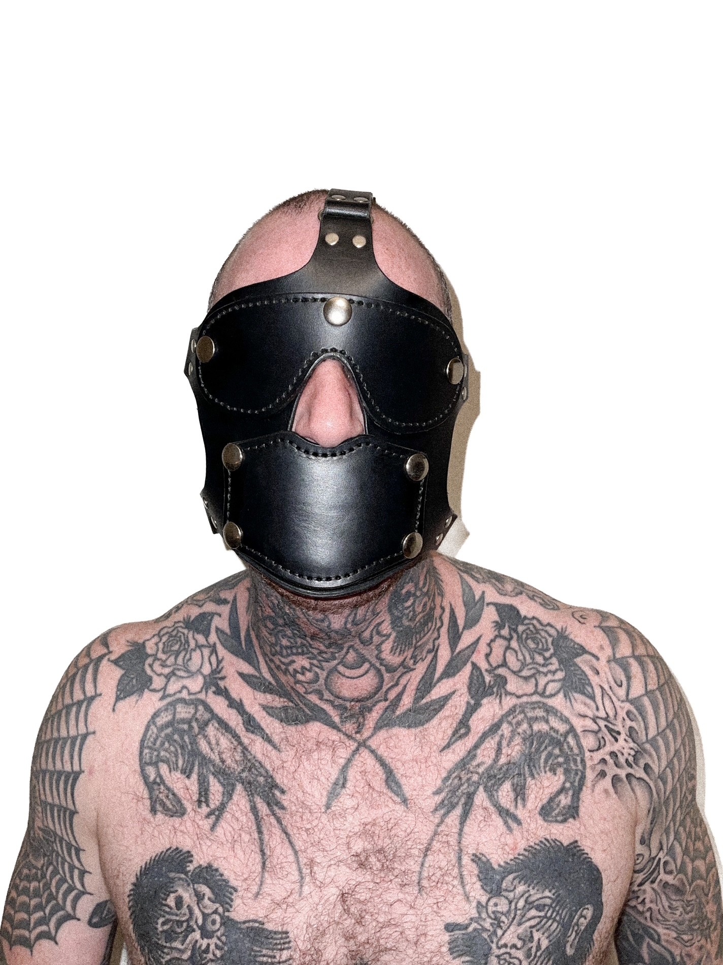 Leather Head harness with blindfold and gag - Image 2