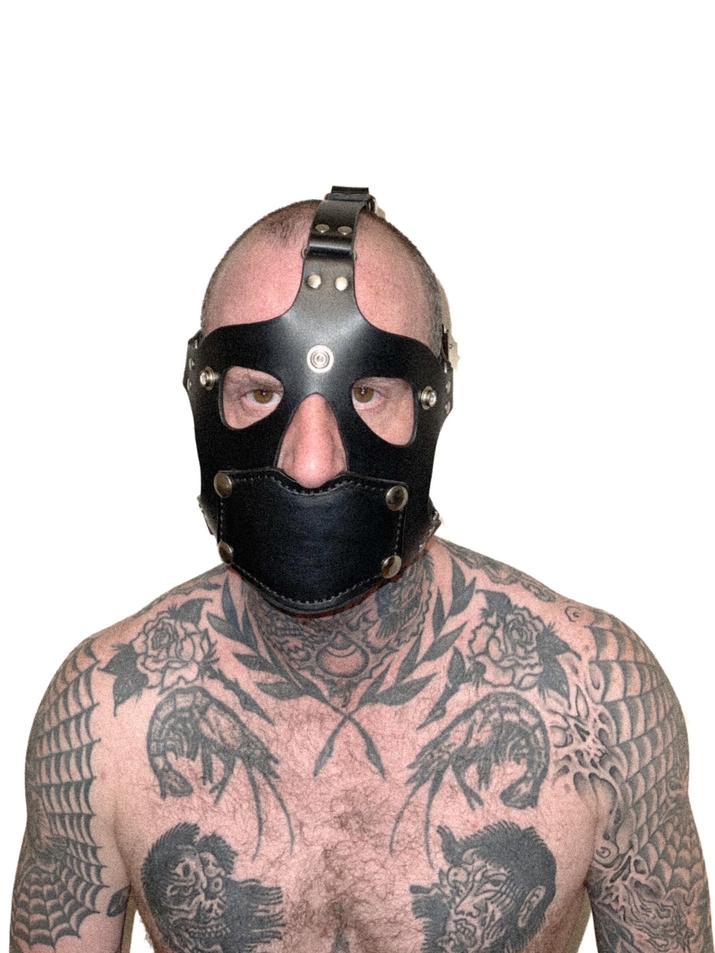 Leather Head harness with blindfold and gag